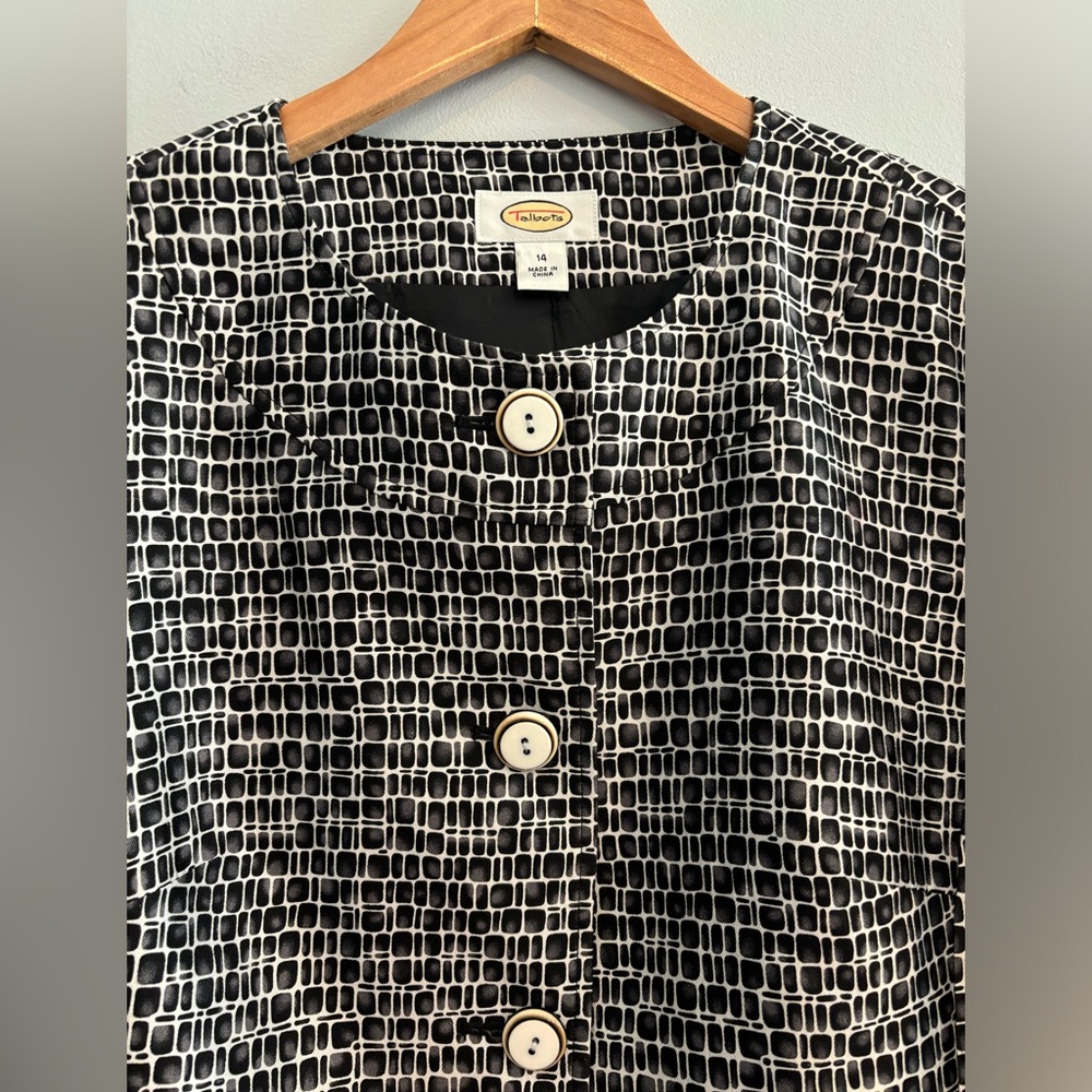 Talbots Black and White Silk & Wool Blend Jacket Size 14 - Picture 5 of 5